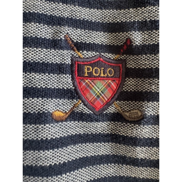 VTG Ralph Lauren Polo Golf Long Sleeve Crest Logo Striped Size Large - Picture 4 of 4